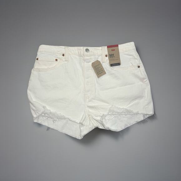 Levi's Pants - Levi’s 501 Womens Size 33 Shorts High Rise Frayed Cutoff Button Fly White